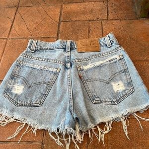 Very distressed Levi’s cutoffs size small